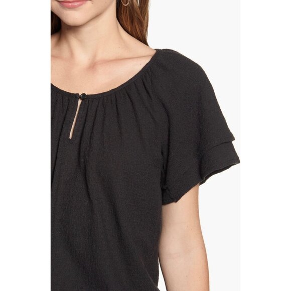 Madewell Tiered Sleeve Top - Black NEW WITH TAGS - Picture 4 of 6